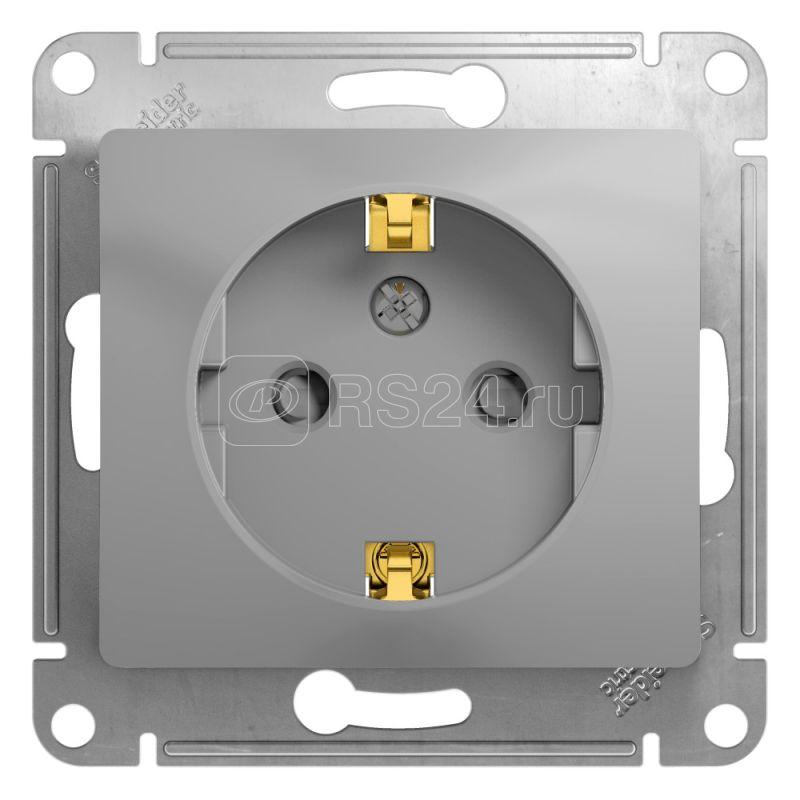 Розетка 1-м СП Glossa 16А IP20 с заземл. защ. шторки механизм алюм. SE GSL000345