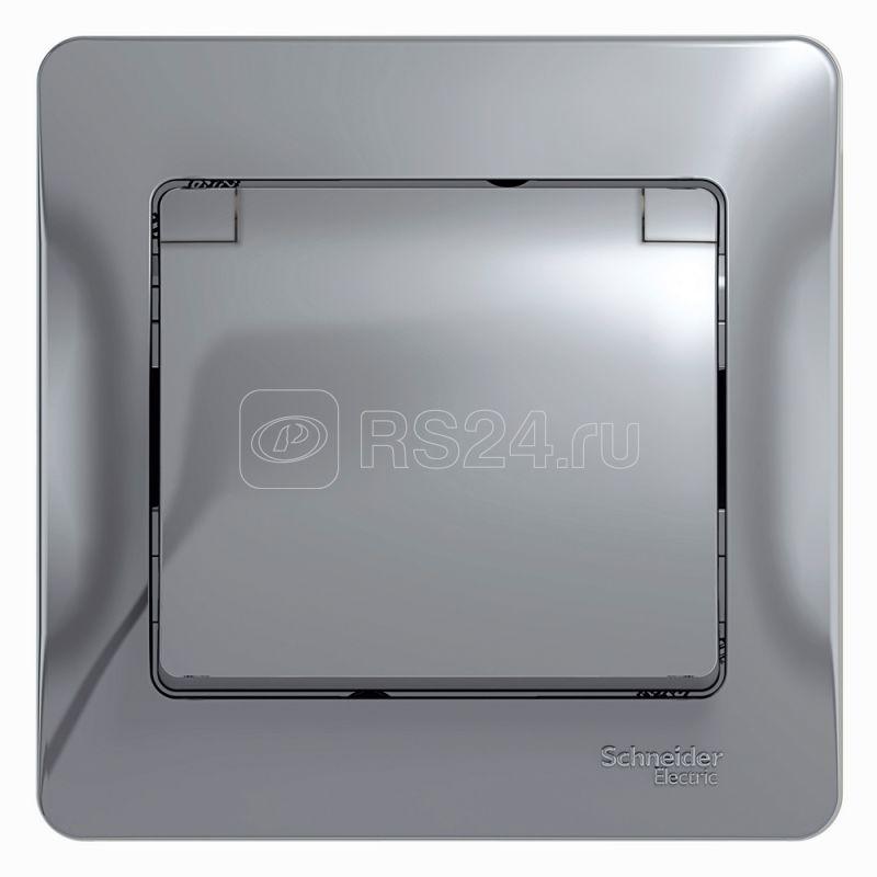 Розетка 1-м СП Glossa 16А IP20 с заземл. защ. шторки с крышкой в сборе алюм. SE GSL000346