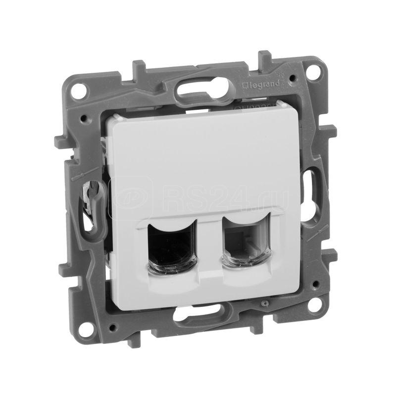 Розетка компьютерная + телефонная 2-м СП Etika RJ45 + RJ11 кат.5E UTP механизм бел. IEK 672252