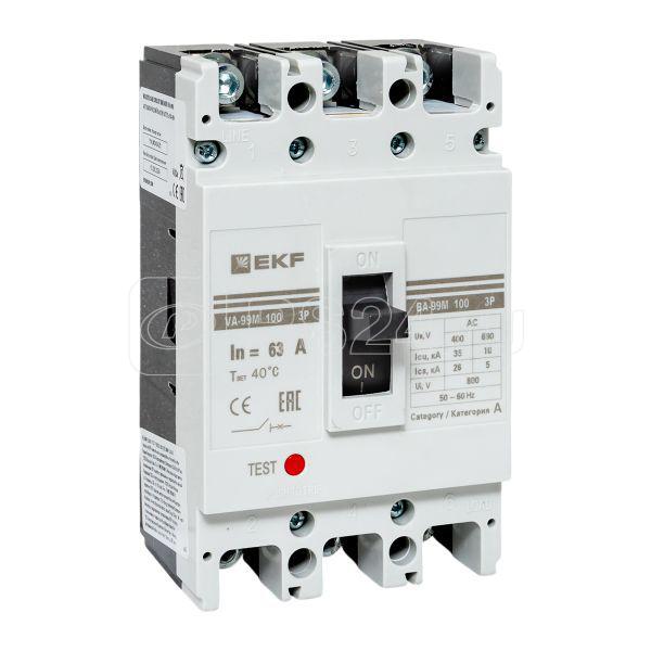 Выключатель автоматический 3п 100/63А 35кА ВА-99М PROxima EKF mccb99-100-63m