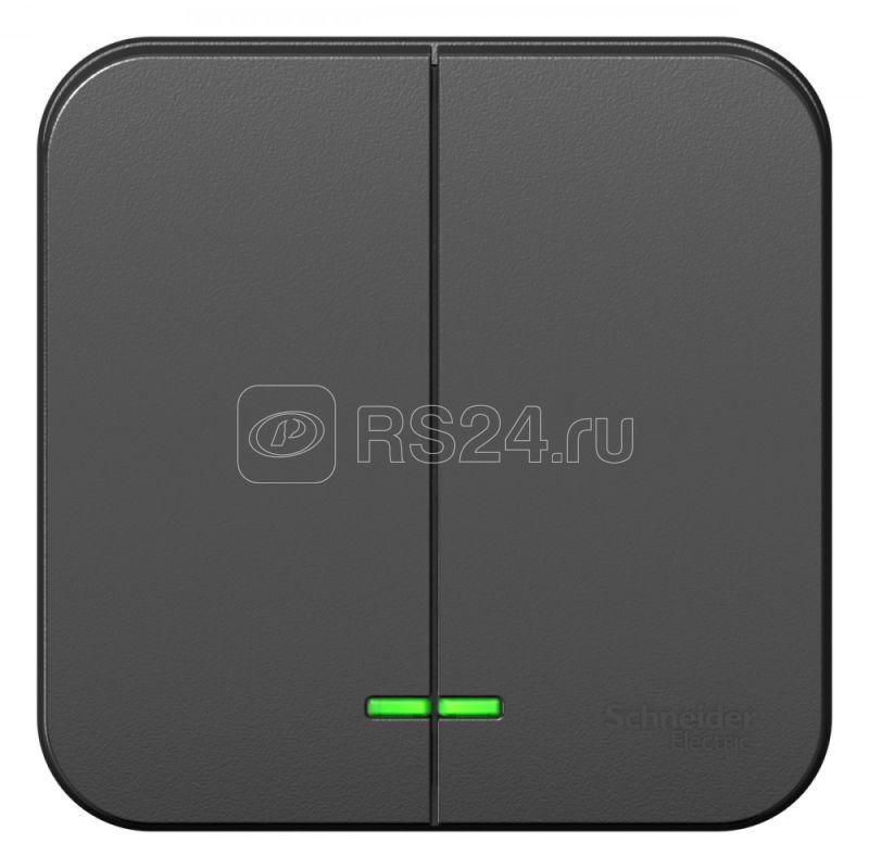 Выключатель 2-кл. ОП Blanca 10А IP20 (сх. 5) 250В с подсветкой с изолир. пластиной антрацит SE BLNVA105116