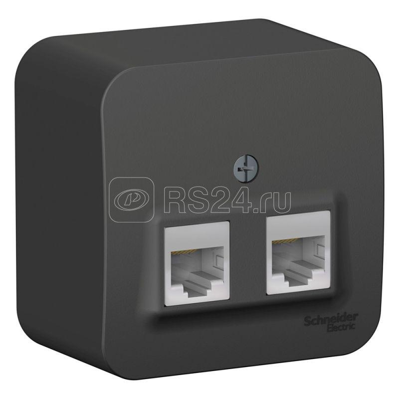Розетка компьютерная 2-м ОП Blanca RJ45 кат.5E с изолир. пластиной антрацит SE BLNIA045456