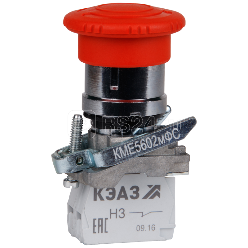 Кнопка грибовидная КМЕ 5602мФС 0НО+2НЗ IP65 с фиксацией красн. КЭАЗ 248264