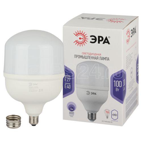 Лампа светодиодная высокомощная STD LED POWER T160-100W-6500-E27/E40 100Вт T160 колокол 6500К нейтр. бел. E27/E40 (переходник в компл.) 8000лм Эра Б0032090