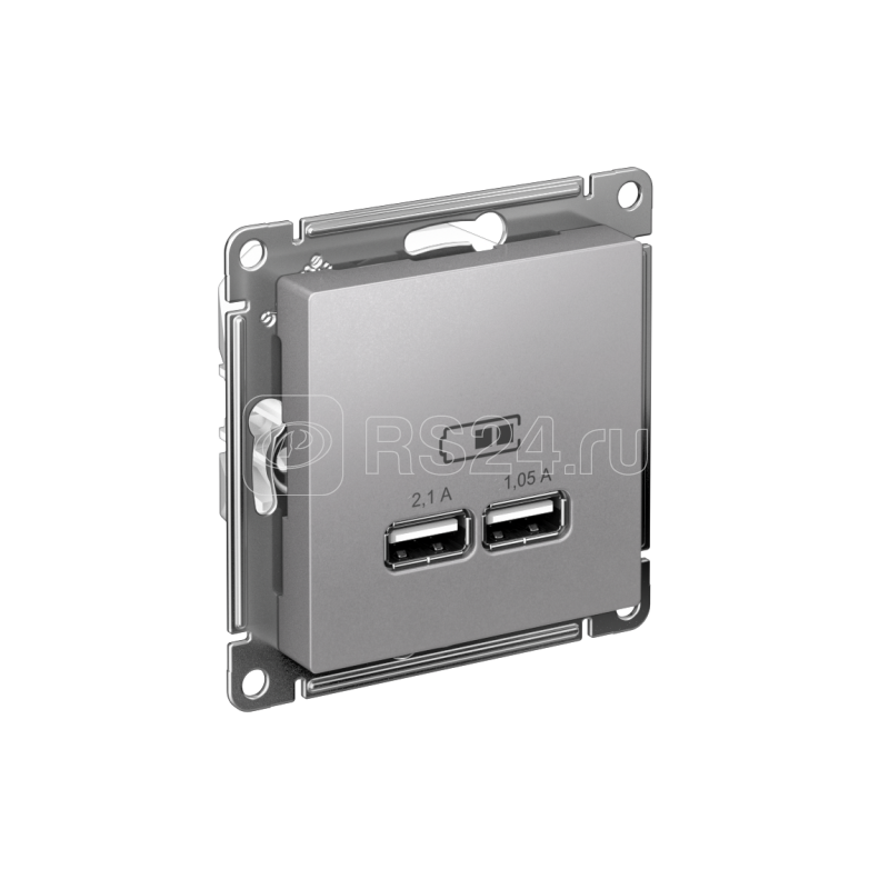 Розетка USB AtlasDesign тип A+A 5В 1х2.1А 2х1.05А механизм алюм. SE ATN000333