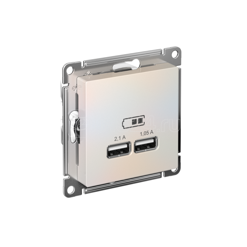 Розетка USB AtlasDesign тип A+A 5В 1х2.1А 2х1.05А механизм жемчуж. SE ATN000433