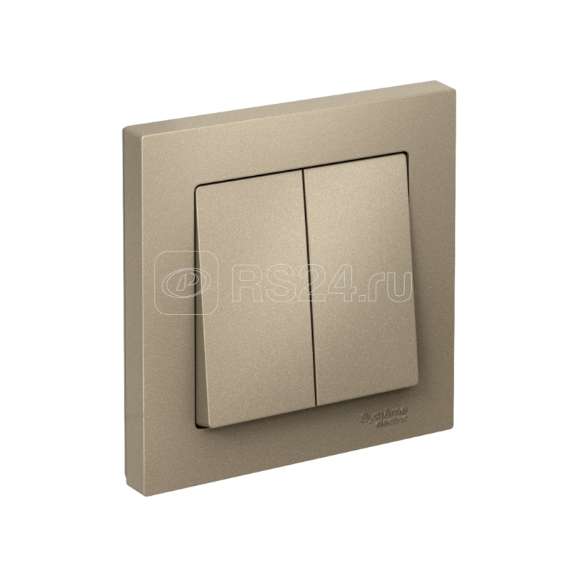 Выключатель 2-кл. СП AtlasDesign 10А IP20 (сх. 5) 10AX в сборе шампань SE ATN000552
