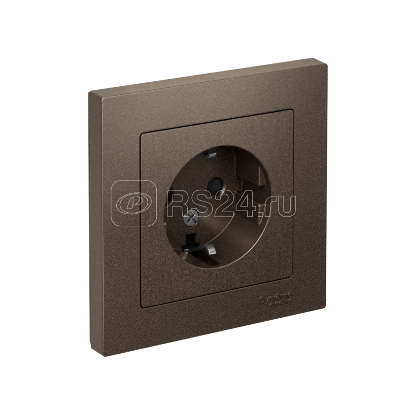Розетка 1-м СП AtlasDesign 16А IP20 с заземл. защ. шторки в сборе мокко SE ATN000644