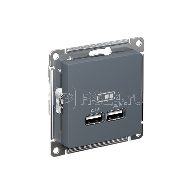 Розетка USB AtlasDesign тип A+A 5В 1х2.1А 2х1.05А механизм грифель SE ATN000733
