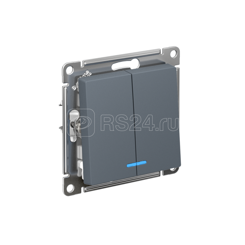 Выключатель 2-кл. СП AtlasDesign 10А IP20 (сх. 5а) 10AX с подсветкой механизм грифель SE ATN000753