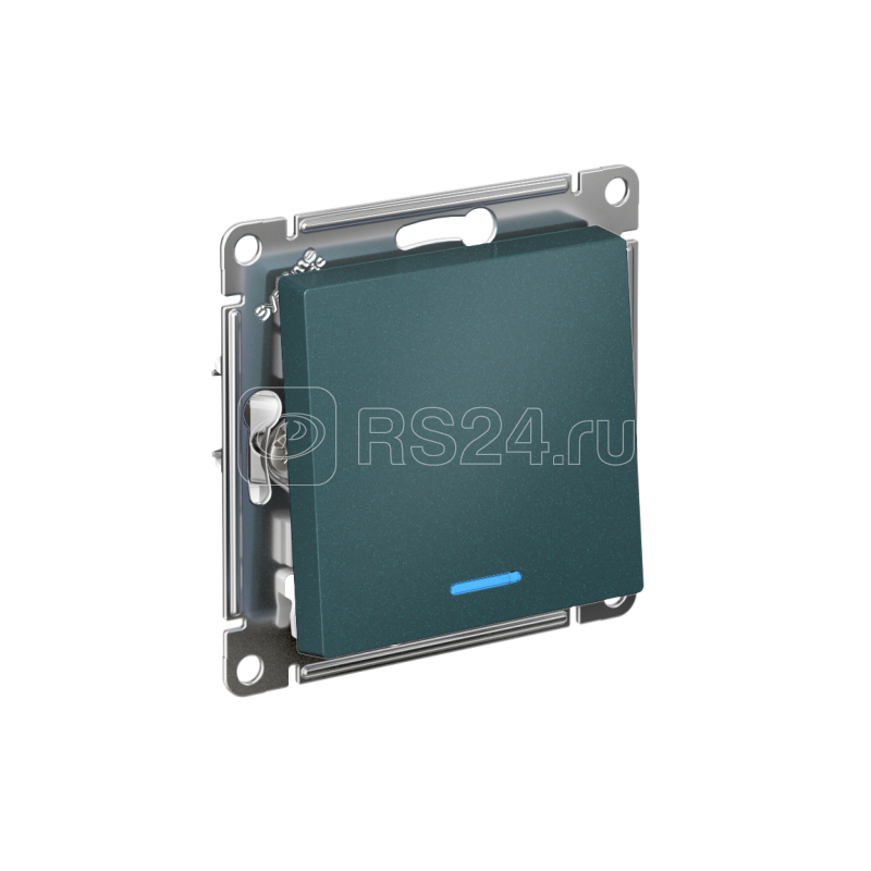 Выключатель 1-кл. СП AtlasDesign 10А IP20 (сх. 1а) 10AX с подсветкой механизм изумруд SE ATN000813