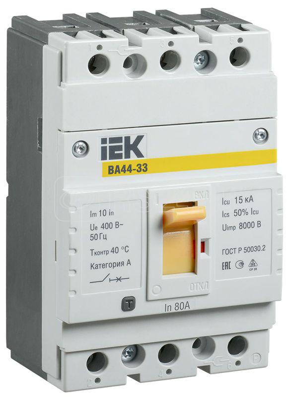 Выключатель автоматический 3п 80А 15кА ВА44 33 IEK SVA4410-3-0080