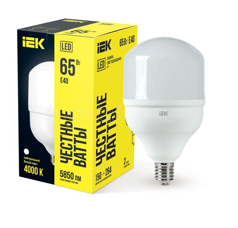 Лампа светодиодная HP 65Вт 4000К нейтр. бел. E40 230В IEK LLE-HP-65-230-40-E40