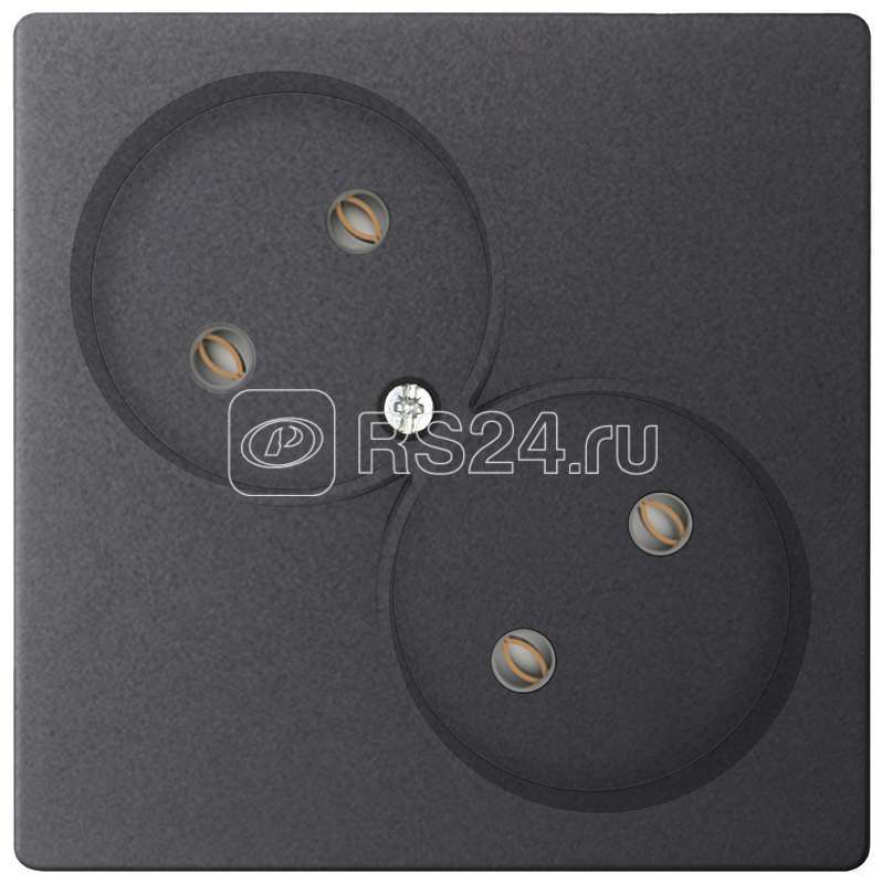 Розетка 2-м СП Simon 24 16А IP20 2х2P без защ. шторок механизм графит Simon 2450457-038
