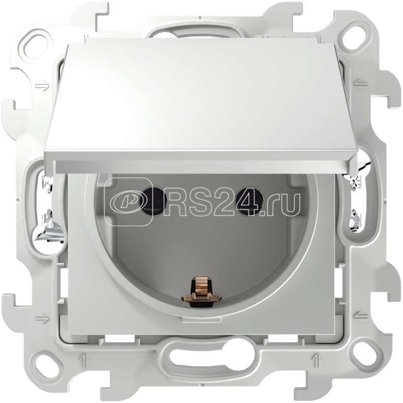 Розетка 1-м СП Simon 24 16А IP44 2P+E Push&Go механизм бел. Simon 2420448-030