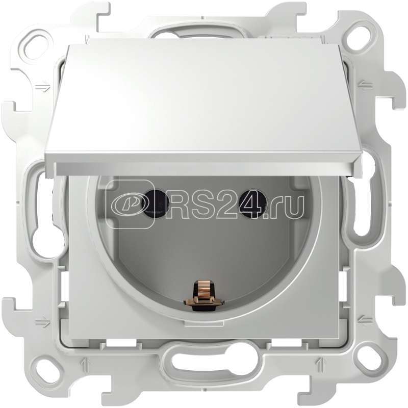 Розетка 1-м СП Simon 24 16А IP44 2P+E Schuko механизм бел. Simon 2450448-030