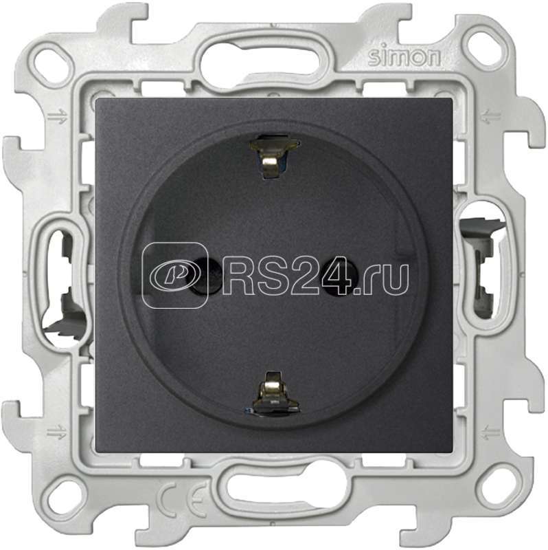 Розетка 1-м СП Simon 24 16А IP20 2P+E Push&Go защ. шторки механизм графит Simon 2420432-038
