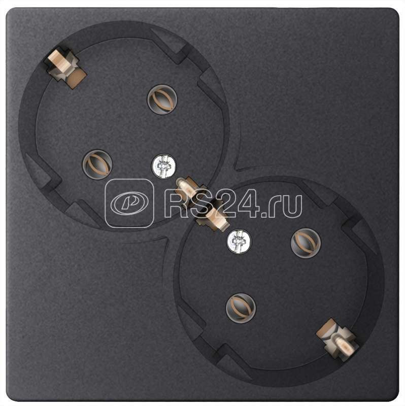 Розетка 2-м СП Simon 24 16А IP20 2х2P+E Schuko без защ. шторок механизм графит Simon 2450459-038