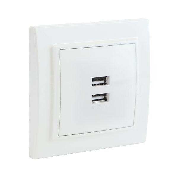 Розетка USB 2-м СП Минск 2.1А бел. EKF ERR-2USB-100