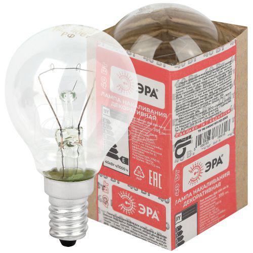 Лампа накаливания ДШ 40-230-Е14 40Вт шар (P45) 230В Е14 ЭРА Б0039132