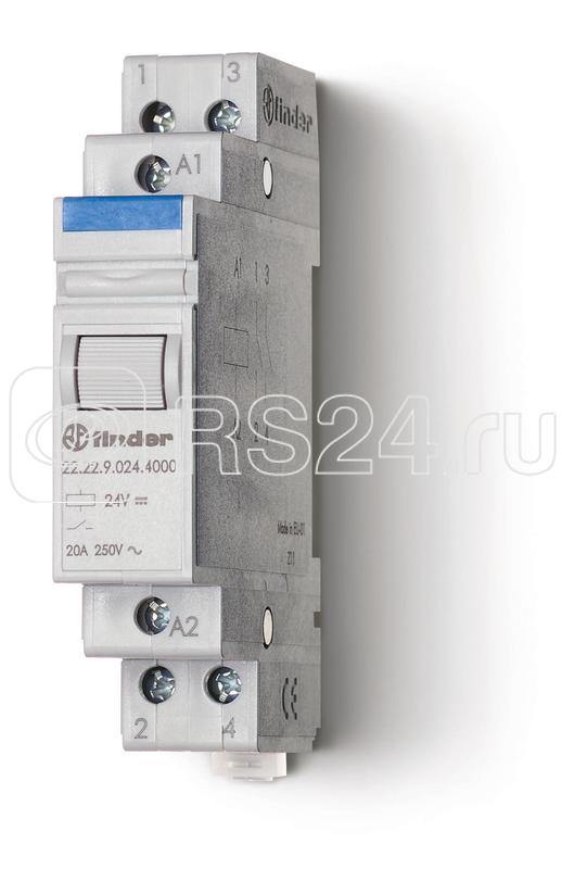 Контактор модульный 2NO 20А AgSnO2 24В AC 17.5мм IP20 FINDER 222280244000