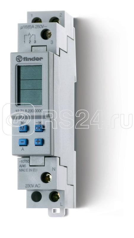 Реле времени цифровое недельное 16А 230В AC 1CO 17.8мм IP20 ПК (012.00) монтаж на рейку 35мм FINDER 127182300000