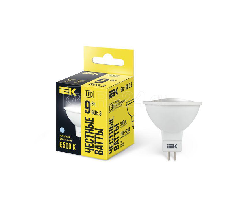 Лампа светодиодная MR16 софит 9Вт 230В 6500К GU5.3 IEK LLE-MR16-9-230-65-GU5