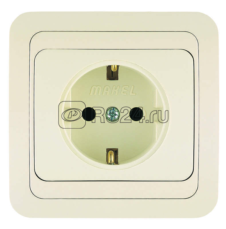 Розетка 1-м СП Mimoza 16А IP20 с заземл. керамика крем./крем. Makel 25008