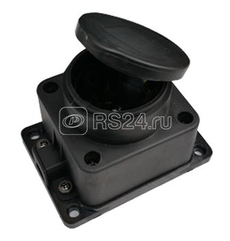 Розетка 1-м 16А IP44 с защ. крышкой настен. с заземл. каучук 9321 черн. IN HOME 4690612010250