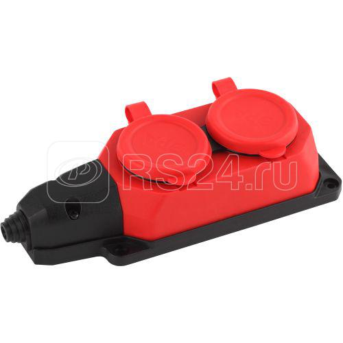 Колодка удлинителя 2-м с заземл. 16А IP44 K-2e-RED-IP44 каучук красн. Эра Б0044551