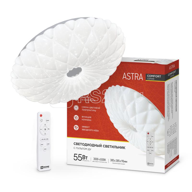 Светильник светодиодный COMFORT ASTRA 55Вт 3000-6500К 4400лм 230В 400х100мм с пультом ДУ IN HOME 4690612035017