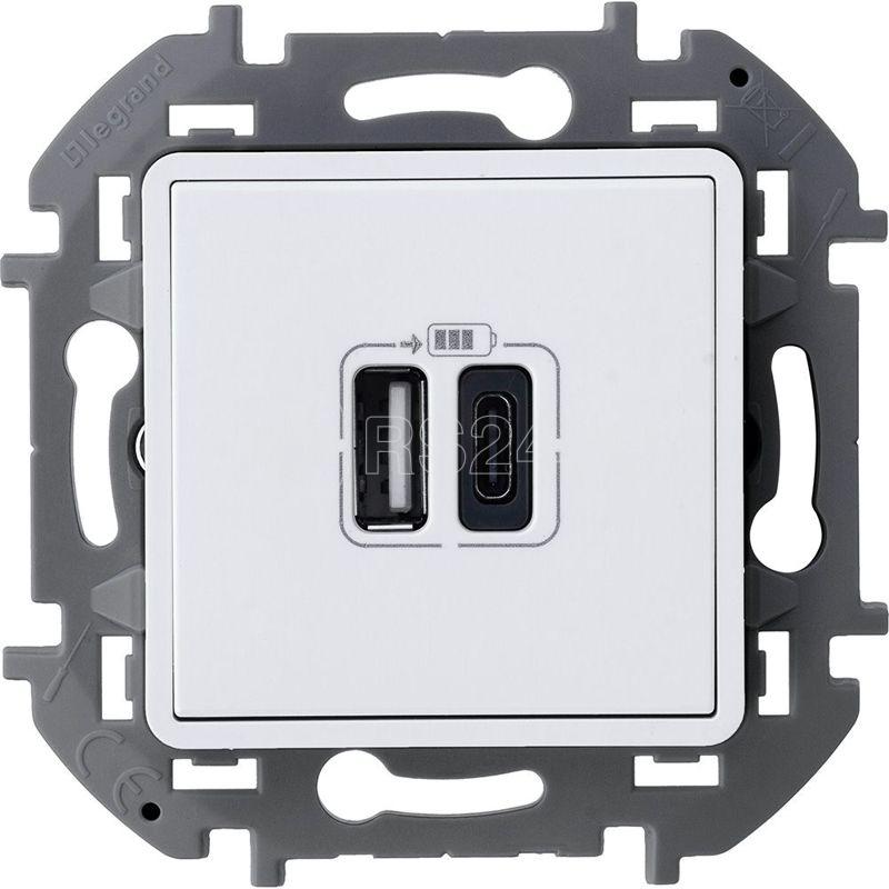 Устройство зарядное Inspiria с 2-мя USB разьемами A и C 240В/5В 3000мА бел. IEK 673760
