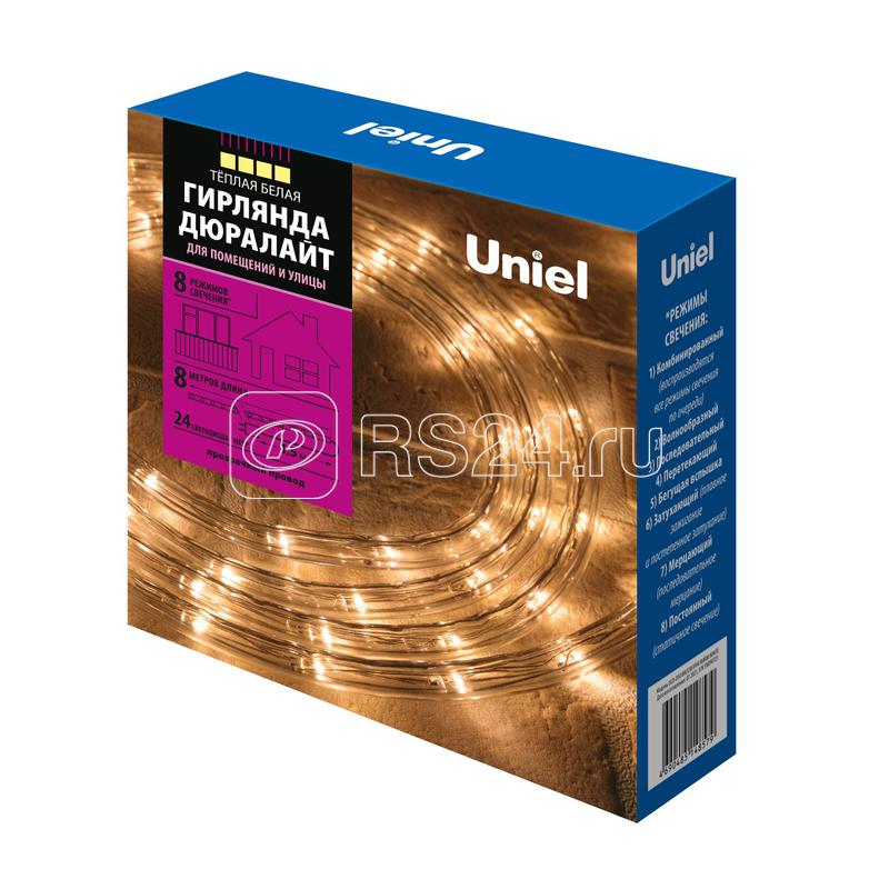 Гирлянда светодиодная ULD-D50 8M/С08 IP44 WARM WHITE Дюралайт 8м с контроллером тепл. бел. свет. провод бел. Uniel UL-00008572