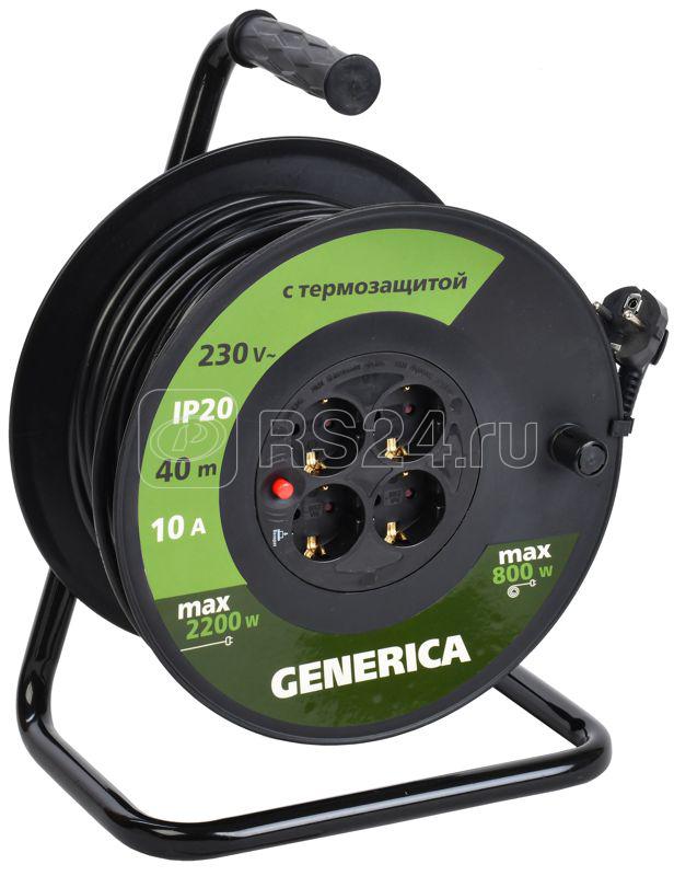 Удлинитель на катушке 4х40м 10А IP20 УК40 2P+PE 3х1 термозащита GENERICA WKP10-10-04-40-G
