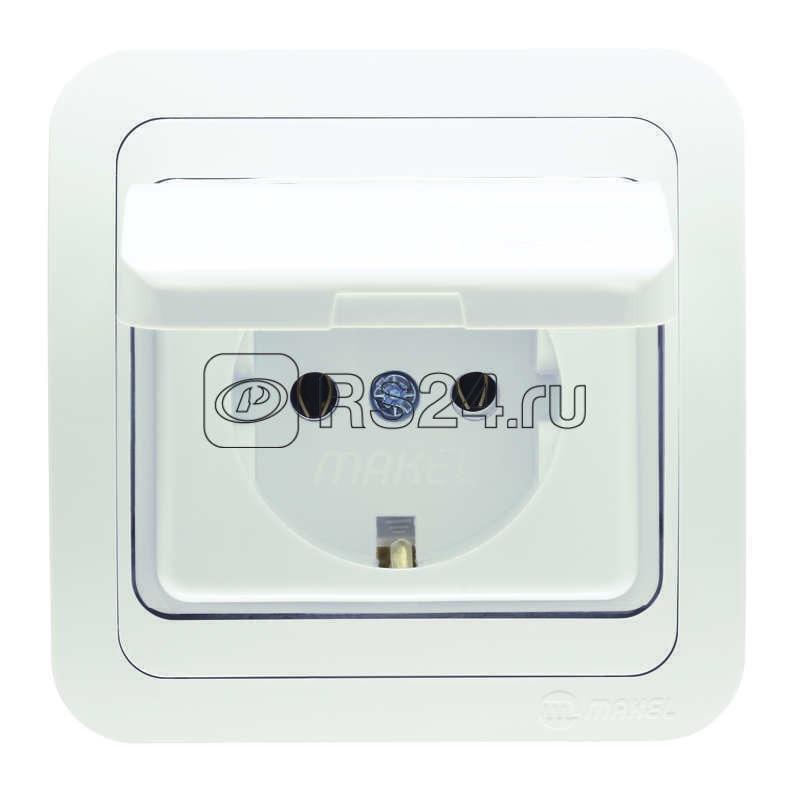 Розетка 1-м СП Mimoza 16А IP20 с крышкой бел./бел. Makel 12029