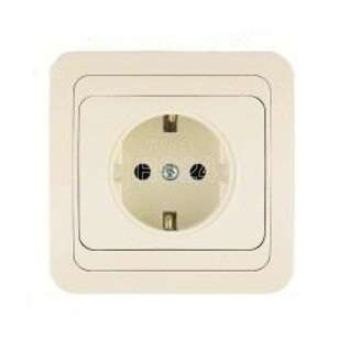 Розетка 1-м СП Mimoza 16А IP20 с заземл. крем./крем. Makel 25028
