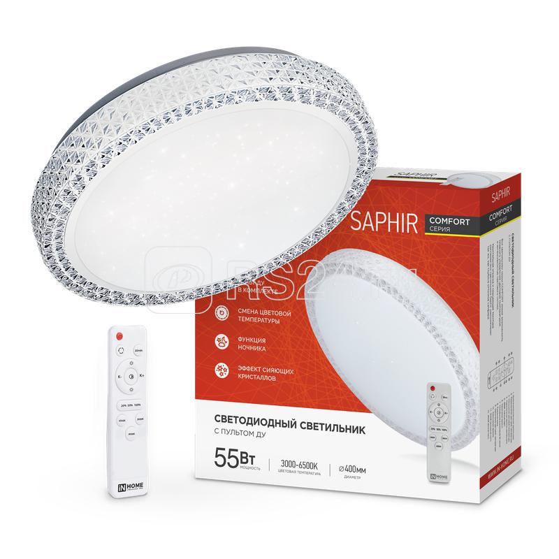 Светильник светодиодный COMFORT SAPHIR 55Вт 3000-6500К 4400лм 230В 400х95мм с пультом ДУ IN HOME 4690612034850