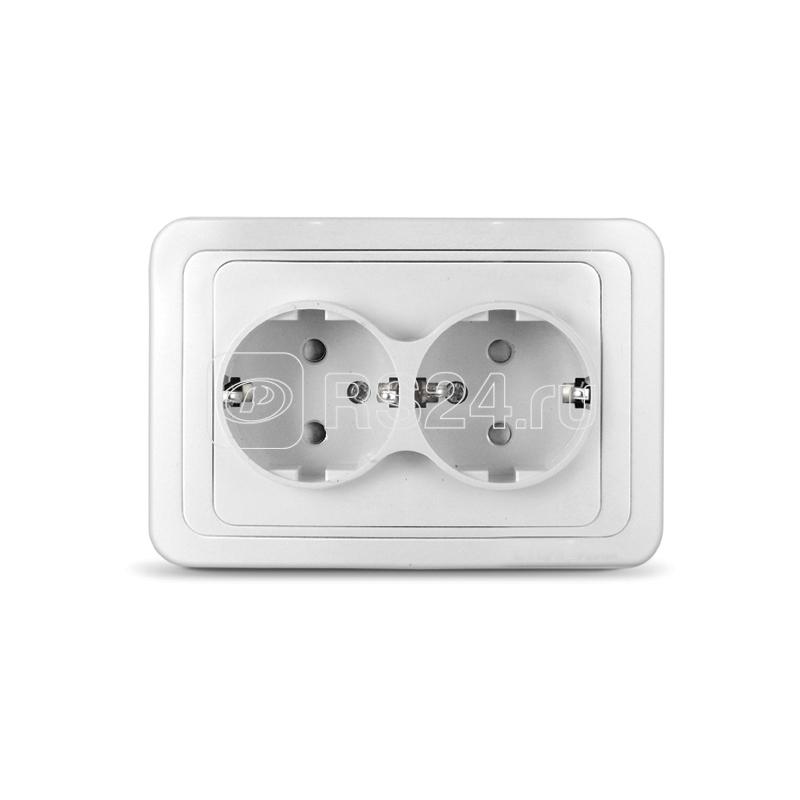 Розетка 2-м СП Валери 16А IP20 с заземл. защ. шторки бел. UNIVersal В0128x