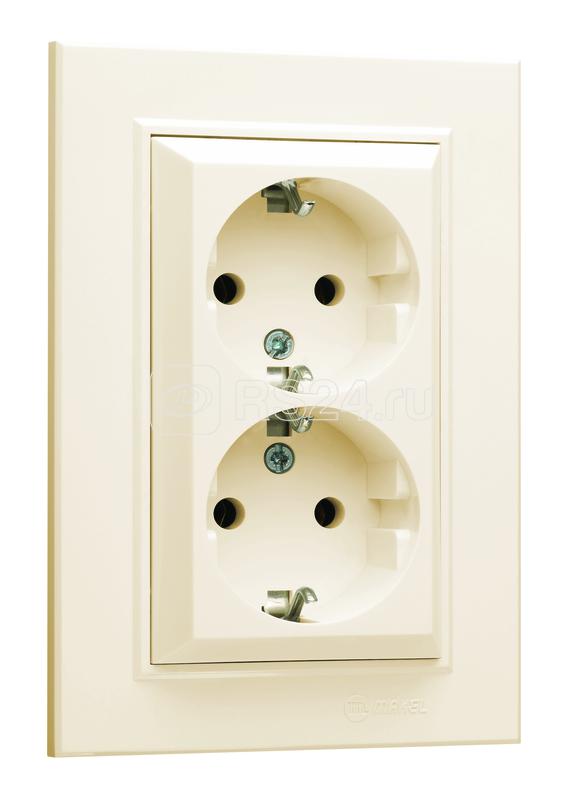 Розетка 2-м СП Karea 16А IP20 с/з крем. Makel 56010082