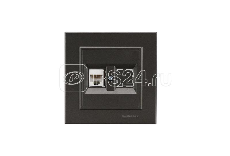 Розетка компьютерная+гнездо СП Karea 16А IP20 CAT 5 дым. металлик Makel 56050035