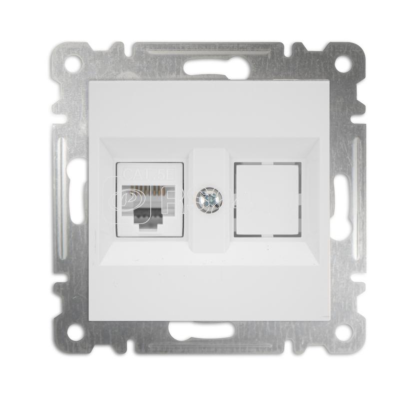 Розетка компьютерная 2-м СП Karea 16А IP20 RJ45 кат.5 механизм бел. Makel 57001035