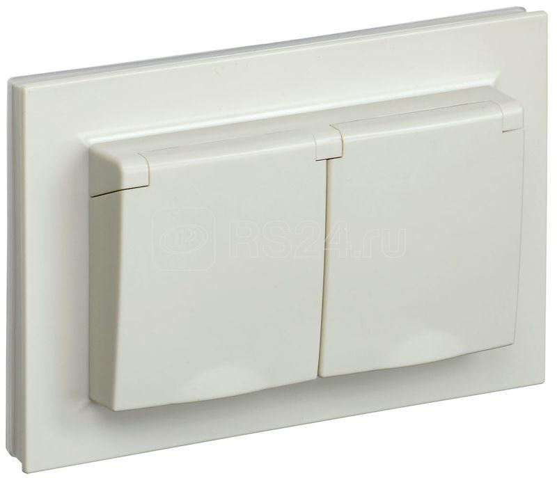 Розетка 2-м СП BRITE РСбш12-3-44-БрКр 16А в сборе IP44 с крышкой беж. IEK BR-R26-16-44-K10-F