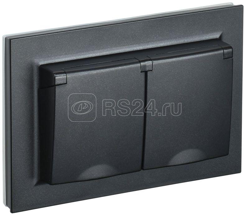 Розетка 2-м СП BRITE РСбш12-3-44-БрЧ 16А в сборе IP44 с крышкой черн. IEK BR-R26-16-44-K02-F