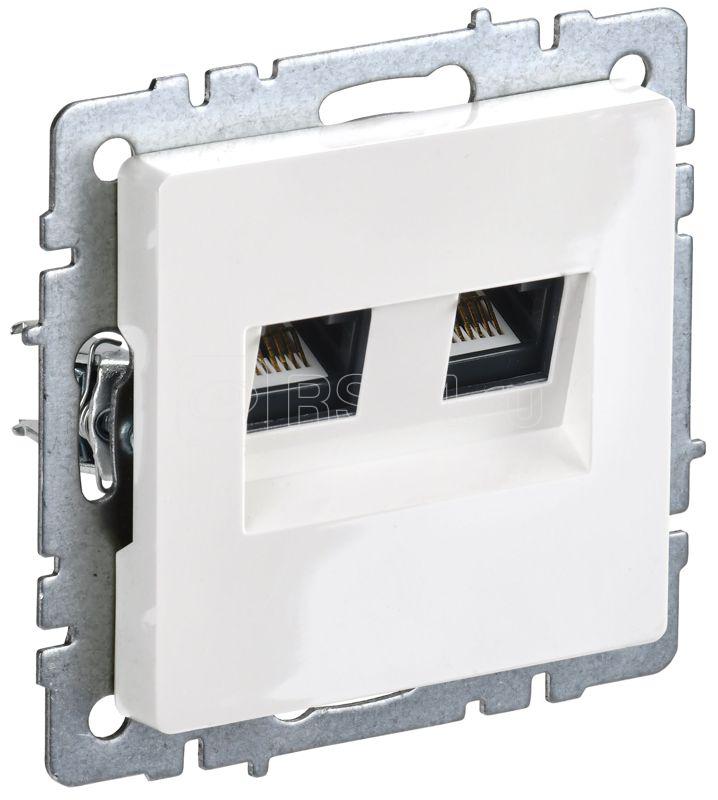 Розетка двойная СП RJ11+RJ45 кат.5E BRITE РК/Т12-БрБ механизм бел. IEK BR-KT20-O-1-K01