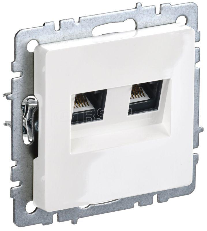 Розетка компьютерная двойн. СП RJ45 кат.5E BRITE РК10-2-БрБ механизм бел. IEK BR-K20-1-K01