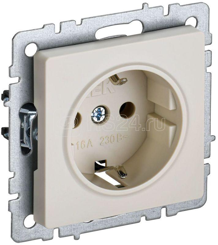 Розетка BRITE РС14-1-0-БрКр 16А с заземл. защ. шторки механизм беж. IEK BR-R14-16-K10