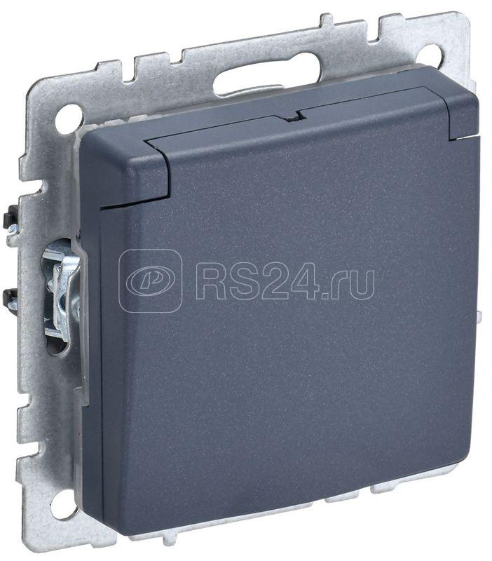 Розетка BRITE РСбш10-3-БрМ 16А IP20 с заземл. защ. шторки с крышкой механизм маренго IEK BR-R16-16-K35