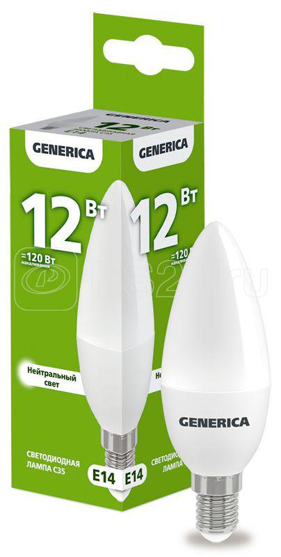 Лампа светодиодная C35 12Вт свеча 4000К E14 230В GENERICA LL-C35-12-230-40-E14-G