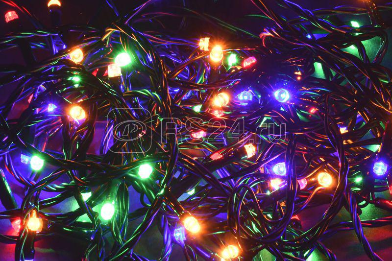 Гирлянда "Нить" 5м 50LED RGB IP20 провод зел. 230В с контроллером 8 режимов IEK LGDB110-3-050-05-G-S-20