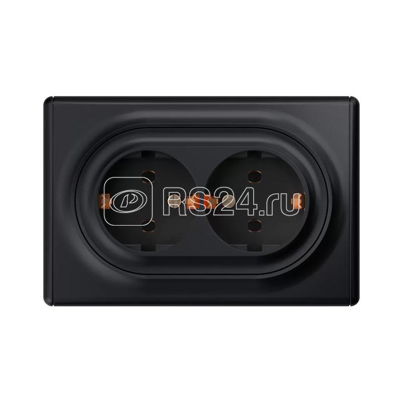 Розетка 2-м СП Florence 16А IP20 с заземл. винт. клеммы черн. 1E10401303 OneKeyElectro 2172813